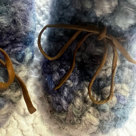 Padraig Chunky Knit Toddler Baby 5” Booties in Blues Handcrafted Wool Slippers - Picture 5 of 7